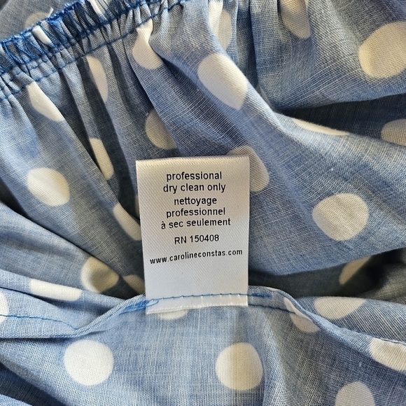 New Caroline Constas Bardot Flounce Polka Dot Blue/White Midi Dress NWT Small - Picture 15 of 15